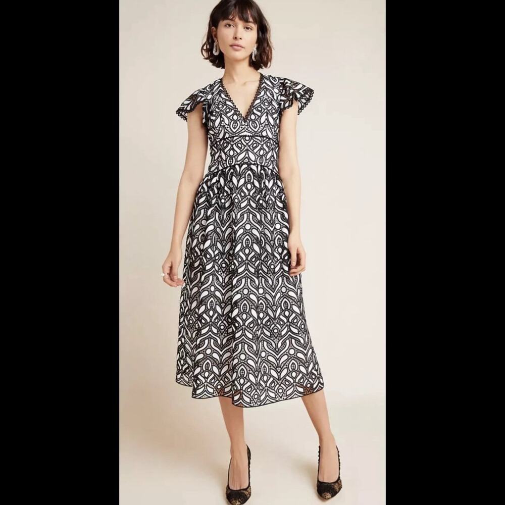 ML Monique Lhuillier Embroidered Swing Dress
